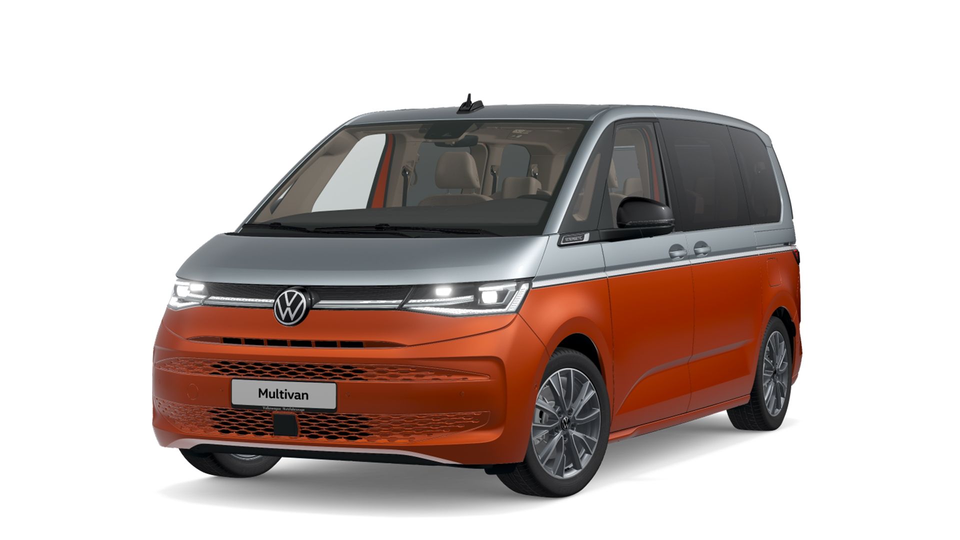 Der neue VW T7 Multivan Energetic in Silber Orange